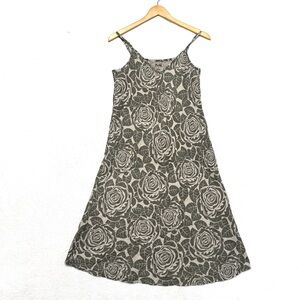 Flax 100% Linen Dress Size P - Small Floral Roses Sundress